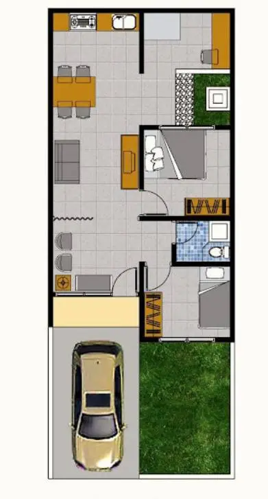 Desain Rumah Mini 1 Kamar Tipe 36