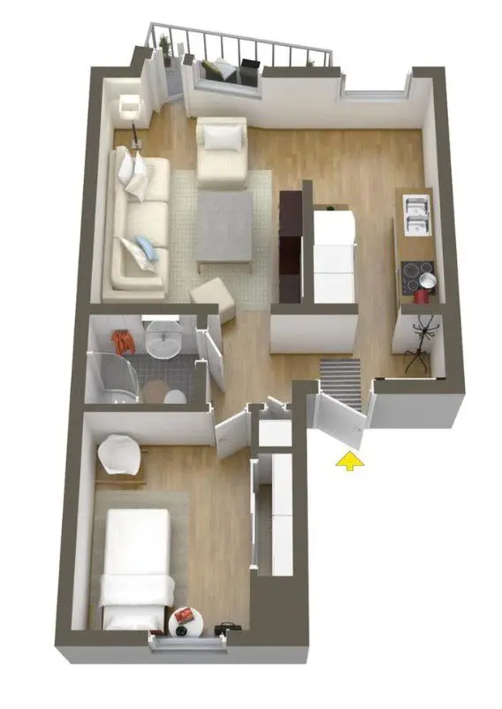 Denah Rumah Ukuran 5x7 Minimalis 1 Kamar