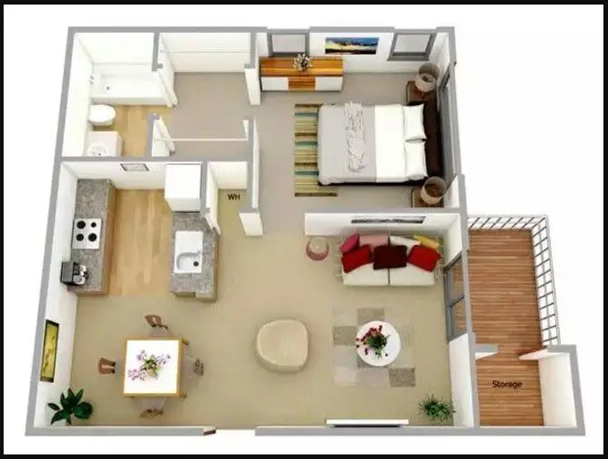 Desain Rumah Mini 1 Kamar Tanpa Sekat