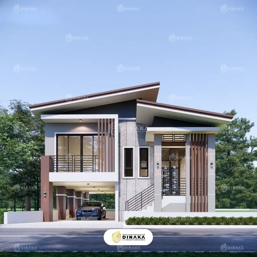 Rumah Tingkat Minimalis dengan Atap Kanopi