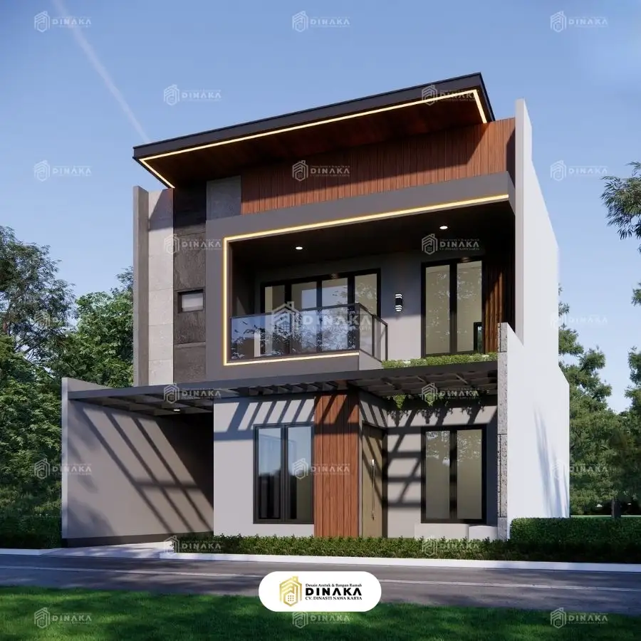 Rumah Tingkat Dengan Jendela Kaca Besar