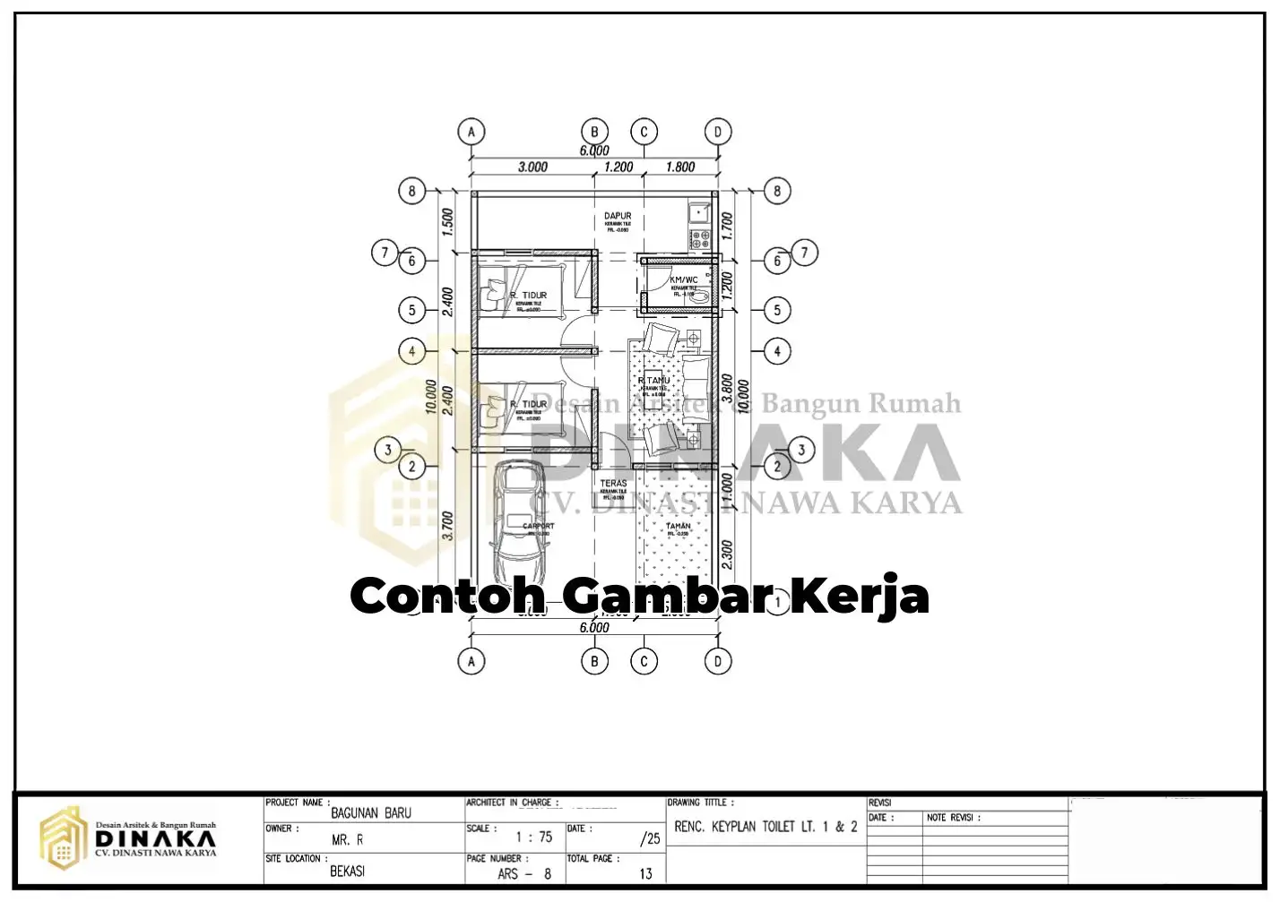contoh gambar kerja dinaka arsitek