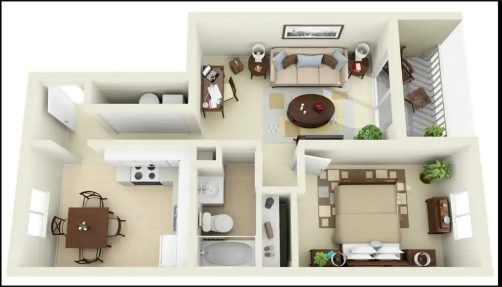 Denah Rumah 5x7 1 Kamar Tidur